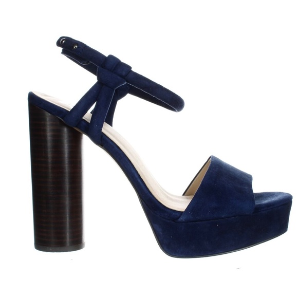 Joe's Hampton Navy Suede Leather Ankle Strap Stiletto Block Heels Sandals 9.5 - Picture 2 of 8